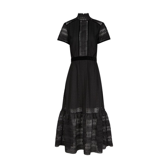 Black Lace Dress with Velvet Waist - Perseverance - Picture 3 of 7